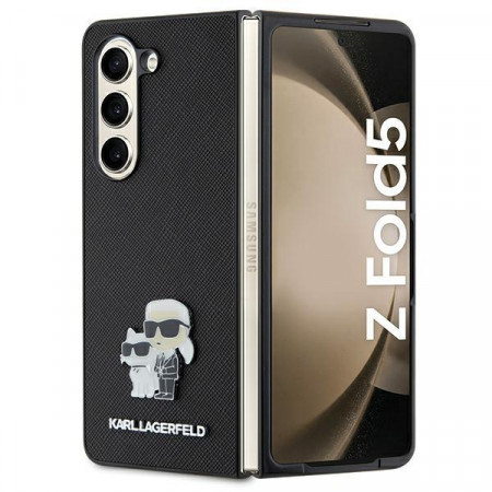 Оригинален калъф KARL LAGERFELD Saffiano Karl&Choupette Pin - Samsung Galaxy Z Fold5 черен