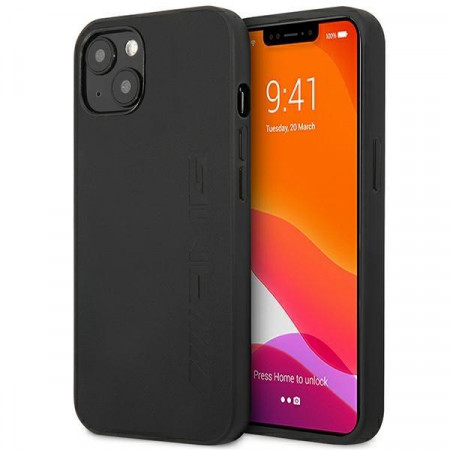 Оригинален твърд гръб AMG Leather Hot Stamped AMHCP14SDOLBK - iPhone 14 черен