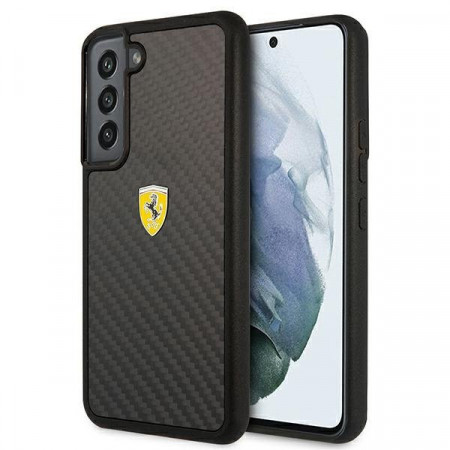 Оригинален твърд гръб FERRARI Track Real Carbon FEHCS22MFCAK - Samsung Galaxy S22+ черен