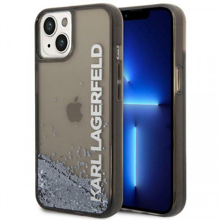 Оригинален твърд гръб KARL LAGERFELD Liquid Glitter Elong KLHCP14SLCKVK - iPhone 14 черен