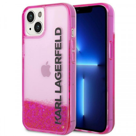 Оригинален твърд гръб KARL LAGERFELD Liquid Glitter Elong KLHCP14MLCKVF - iPhone 14 Plus розов