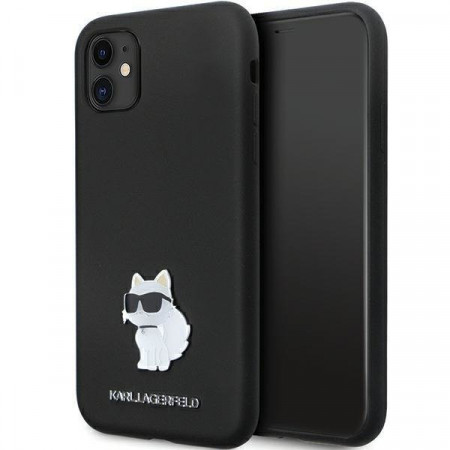 Оригинален твърд гръб KARL LAGERFELD Silicone C Metal Pin KLHCN61SMHCNPK - iPhone 11черен