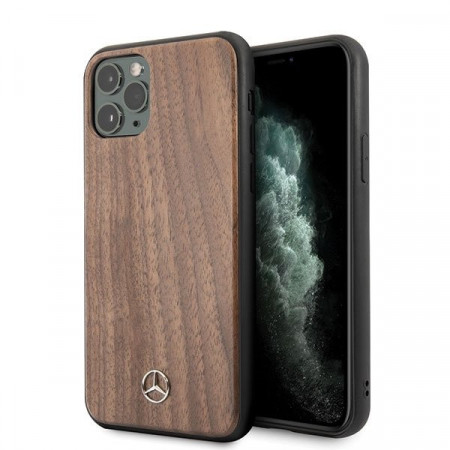 Оригинален твърд гръб MERCEDES Wood MEHCN65VWOLB - iPhone 11 Pro Max кафяв