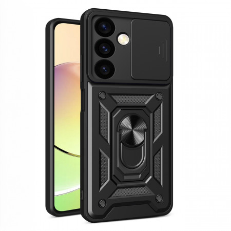 Подсилен гръб Hybrid Armor Camshield с подвижно покритие за камерата и стойка - Xiaomi Poco C65 / Redmi 13C черен