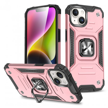 Подсилен гръб WOZINSKY Ring Armor със стойка - iPhone 15 Plus розов