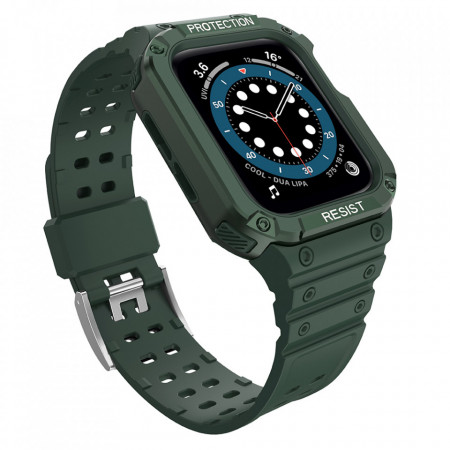 Подсилен калъф за корпус с каишка Protect - Apple Watch 41mm Series 9 / 41mm Series 8 / 41mm Series 7 / 40mm Series 6 / 40mm SE / 40mm Series 5 / 40mm Series 4 / 38mm Series 3 / 38mm Series 2 зелен