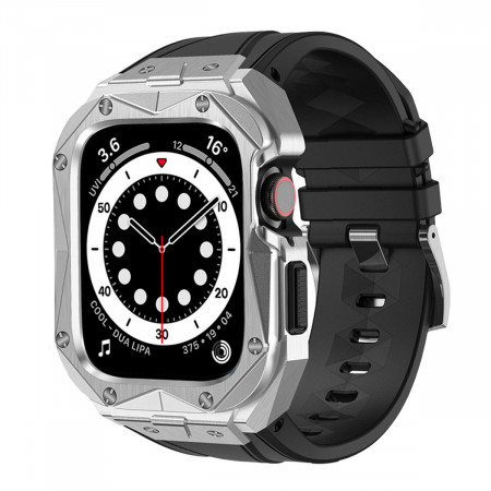 Подсилен стоманен корпус с каишка KINGXBAR CYF140 2in1 - Apple Watch 44mm SE / 44mm Series 6 / 44mm Series 5 / 44mm Series 4 сребрист