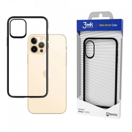 Прозрачен гръб с черна рамка 3mk Satin Armor+ - iPhone 12 / 12 Pro