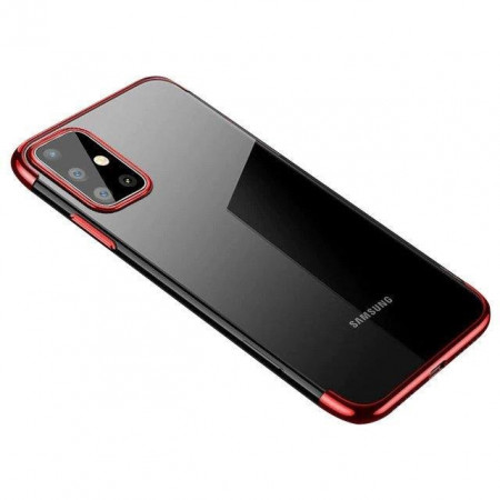Прозрачен силиконов гръб с цветен кант Clear Color - Samsung Galaxy A72 червен