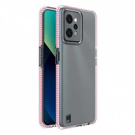 Прозрачен силиконов гръб с цветен кант Spring - Realme C31 светлорозов