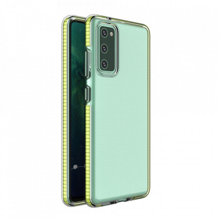 Прозрачен силиконов гръб с цветен кант Spring - Samsung Galaxy A02s / M02s жълт