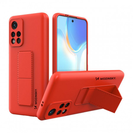 Силиконов гръб със стойка WOZINSKY Kickstand - Xiaomi Redmi 10 / 10 2022 / Note 11 4G червен