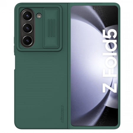 Силиконов калъф с подвижно покритие за камерата NILLKIN CamShield Silky Silicone - Samsung Galaxy Z Fold5 тъмнозелен