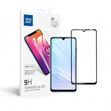 5D Full Glue закален стъклен протектор BLUE STAR съвместим с гръб - Huawei P30 lite с черна рамка