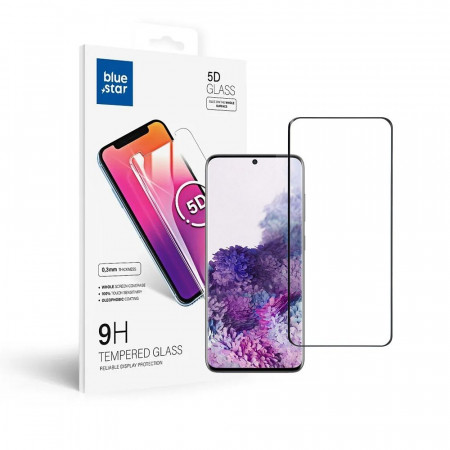 5D Full Glue закален стъклен протектор BLUE STAR съвместим с гръб - Samsung Galaxy S20 / S20 5G с черна рамка
