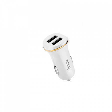 Hoco car charger double USB port 2,1A Z1 бял