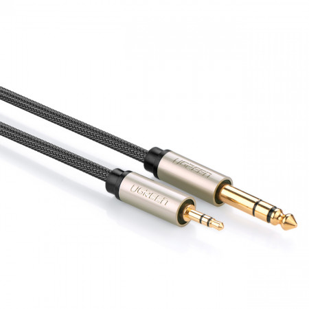 Аудио кабел UGREEN TRS жак 3.5mm към жак 6.35mm 2m сив