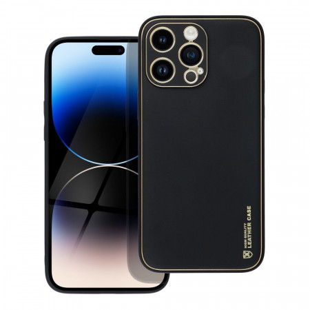 Гръб от еко кожа FORCELL Leather - iPhone 14 Pro Max черен