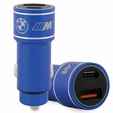 Зарядно за кола BMW M Edition BMCCMUSBCB 20W USB Type A / USB Type C PD QC 3.0 синьо