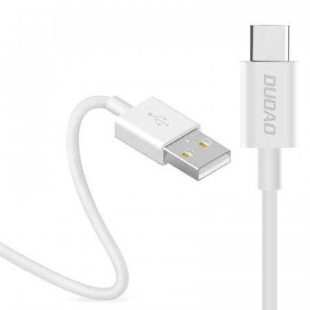 Кабел за зареждане и данни с оплетка DUDAO USB Type A към USB Type C 3A 1m (L1T) бял