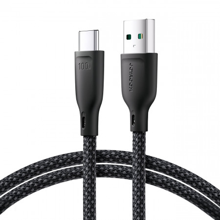 Кабел за зареждане и данни с оплетка JOYROOM Multi-Color SA34-AC6 USB Type A към USB Type C 100W с бързо зареждане 1m черен