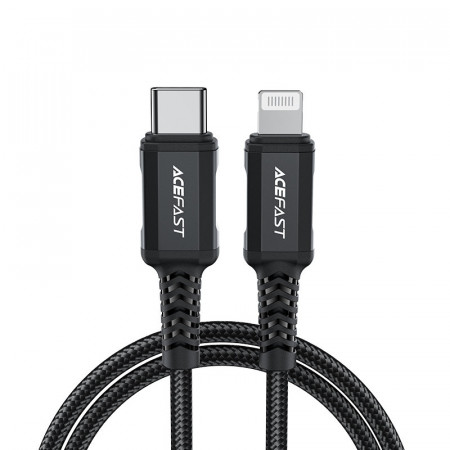 Кабел за зареждане и данни ACEFAST MFI USB Type C към Lightning 1.8m 30W 3A черен (C4-01 C черен)