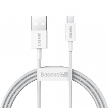 Кабел за зареждане и данни BASEUS Superior USB Type A към micro USB с бързо зареждане 2A 1m бял (CAMYS-02)