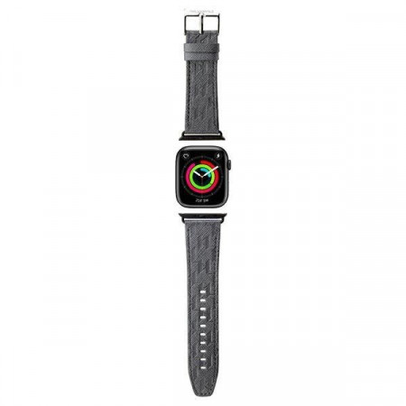 Каишка от еко кожа KARL LAGERFELD Saffiano Monogram - Apple Watch 41mm Series 9 / 41mm Series 8 / 41mm Series 7 / 40mm Series 6 / 40mm SE / 40mm Series 5 / 40mm Series 4 / 38mm Series 3 / 38mm Series 2 / 38mm (1st gen) сребрист