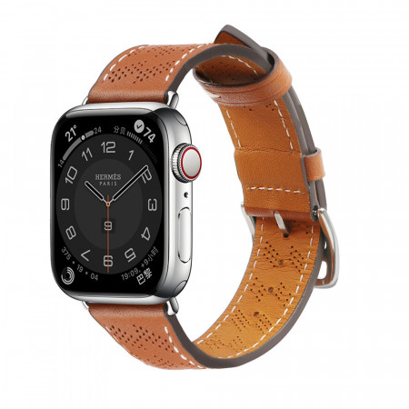 каишка от естествена кожа Leather - Apple Watch 41mm Series 9 / 41mm Series 8 / 41mm Series 7 / 40mm Series 6 / 40mm SE / 40mm Series 5 / 40mm Series 4 / 38mm Series 3 / 38mm Series 2 / 38mm (1st gen) кафяв