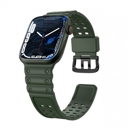 Каишка със стоманена закопчалка Triple Protection - Apple Watch 41mm Series 9 / 41mm Series 8 / 41mm Series 7 / 40mm Series 6 / 40mm SE / 40mm Series 5 / 40mm Series 4 / 38mm Series 3 / 38mm Series 2 / 38mm (1st gen) зелен