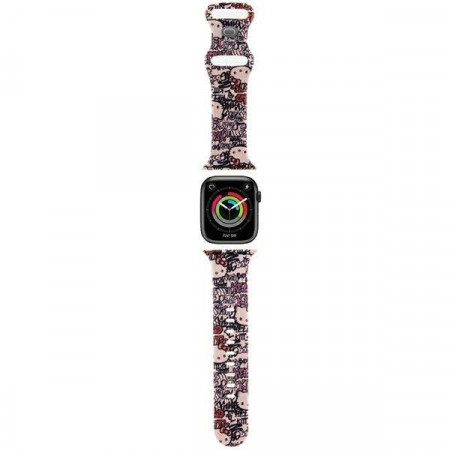 Каишка HELLO KITTY Silicone Tags Graffiti Strap - Apple Watch 41mm Series 9 / 41mm Series 8 / 41mm Series 7 / 40mm Series 6 / 40mm SE / 40mm Series 5 / 40mm Series 4 / 38mm Series 3 / 38mm Series 2 / 38mm (1st gen) розов