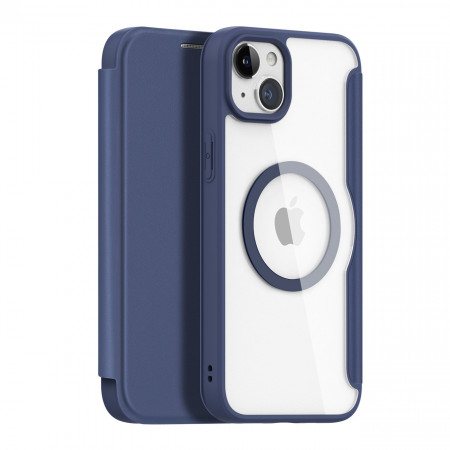 Калъф тип книга с прозрачен гръб DUX DUCIS Skin X Pro MagSafe - iPhone 15 Plus син