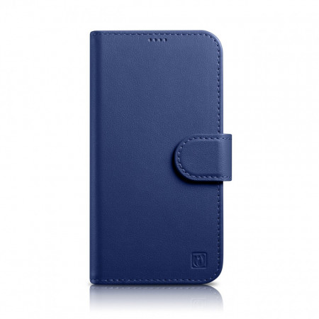 Калъф тип книга iCARER Wallet 2в1 против кражба - iPhone 14 Pro Cover син