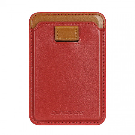 Магнитен джоб за карти DUX DUCIS MagSafe със система против кражба червен