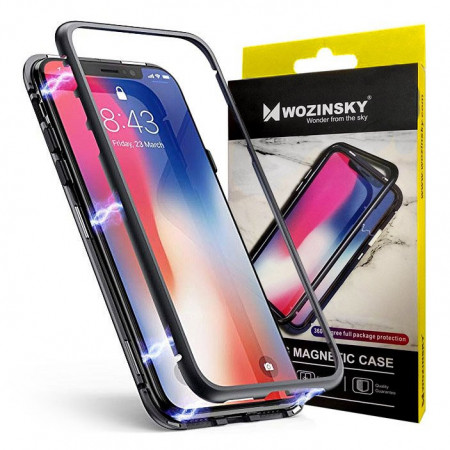Магнитен калъф 360° WOZINSKY - OnePlus 7 черен / прозрачен