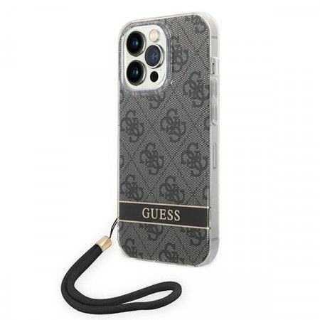 Оригинален гръб с гривна GUESS 4G Print Strap GUOHCP14XH4STK - iPhone 14 Pro Max черен