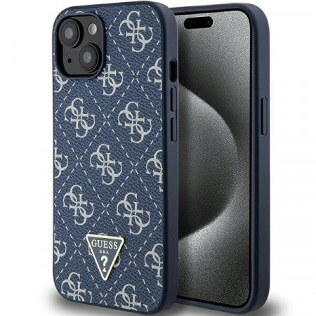 Оригинален гръб GUESS 4G Triangle Metal Logo - iPhone 15 Plus / 14 Plus син