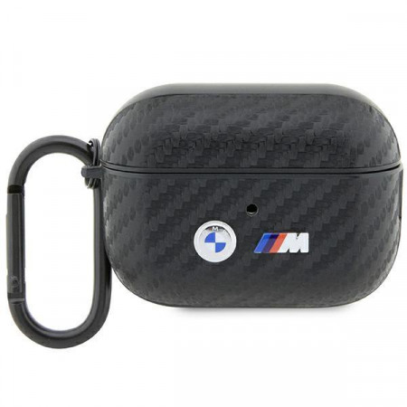 Оригинален калъф за слушалки BMW Carbon Double Metal Logo BMAP2WMPUCA2 - AirPods Pro 2 черен