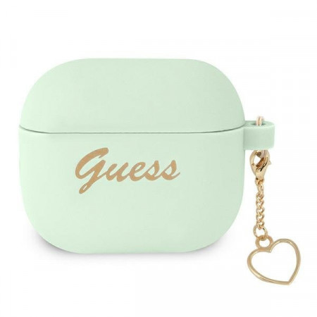 Оригинален калъф за слушалки GUESS Silicone Charm Heart GUA3LSCHSN - AirPods 3 зелен