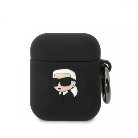 Оригинален калъф за слушалки Karl LAGERFELD Silicone Karl Head 3D KLA2RUNIKK - AirPods 1 / 2 черен