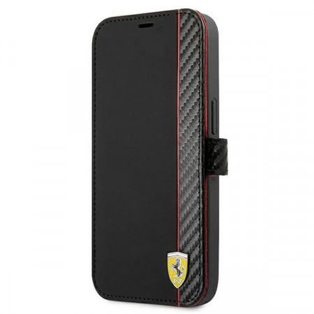 Оригинален калъф тип книга FERRARI Track Carbon Stripe FESAXFLBKP13SBK - iPhone 13 mini черен