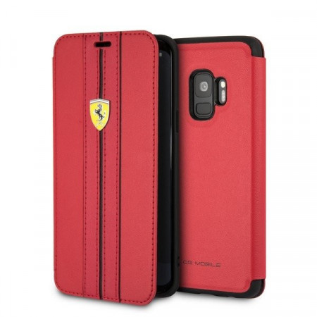 Оригинален калъф тип книга FERRARI Urban FESURFLBKTS9REB - Samsung Galaxy S9 червен