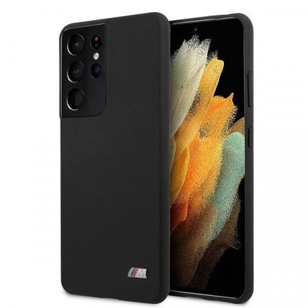 Оригинален твърд гръб BMW Silicone M BMHCS21LMSILBK - Samsung Galaxy S21 Ultra 5G черен