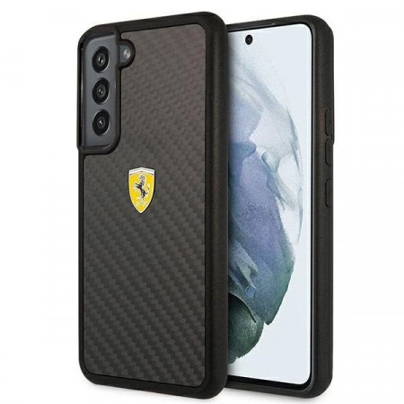 Оригинален твърд гръб FERRARI Track Real Carbon FEHCS22SFCAK - Samsung Galaxy S22 черен