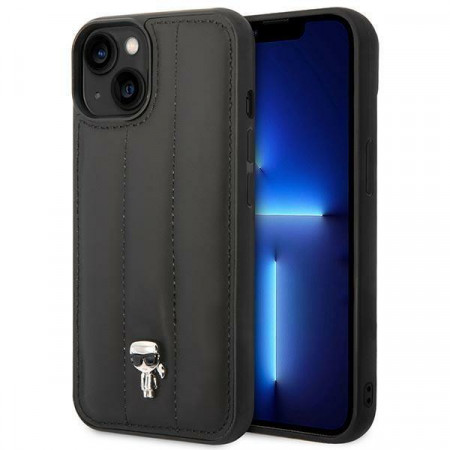 Оригинален твърд гръб KARL LAGERFELD Puffy Ikonik Pin KLHCP14MPSQPK - iPhone 14 Plus черен
