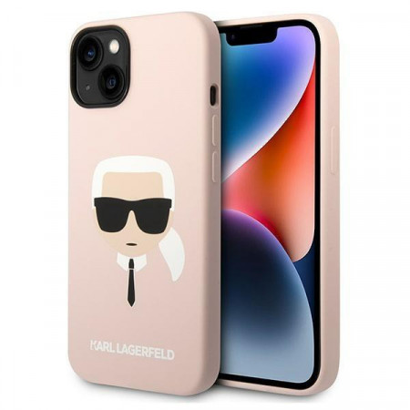 Оригинален твърд гръб KARL LAGERFELD Silicone Karl's Head KLHCP14MSLKHLP - iPhone 14 Plus розов