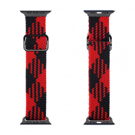 Плетена каишка за часовник DUX DUCIS - Apple Watch 41mm Series 7 / 40mm SE / 40mm Series 6 / 40mm Series 5 / 40mm Series 4 / 38mm Series 3 / 38mm Series 2 (Mixture Version) черен / червен