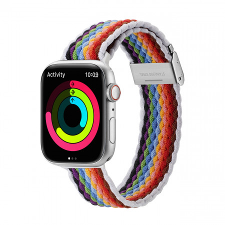 Плетена каишка DUX DUCIS Mixture II - Apple Watch 41mm Series 9 / 41mm Series 8 / 41mm Series 7 / 40mm Series 6 / 40mm SE / 40mm Series 5 / 40mm Series 4 / 38mm Series 3 / 38mm Series 2 / 38mm (1st gen) многоцветни райета