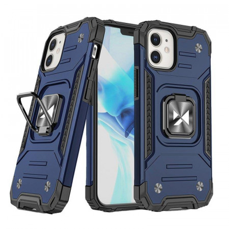 Подсилен гръб WOZINSKY Ring Armor със стойка - iPhone 14 Plus син