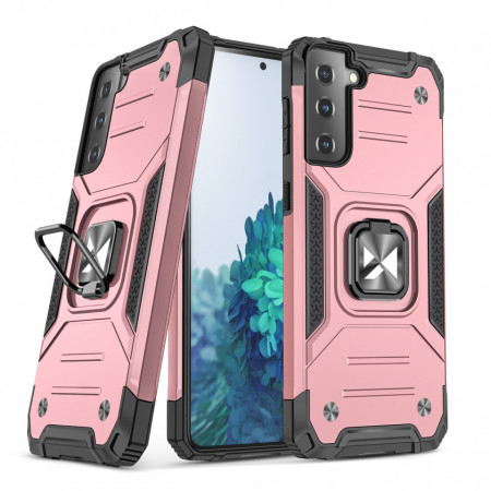 Подсилен гръб WOZINSKY Ring Armor със стойка - Samsung Galaxy S22 розов